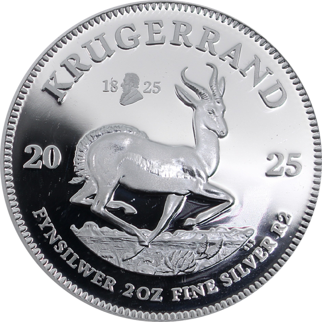Silver Krugerrand coin.